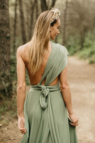 Abito asimmetrico - Verde salvia