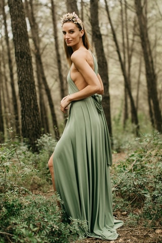 Abito asimmetrico - Verde salvia