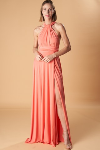Abito lungo senza maniche - Corallo
