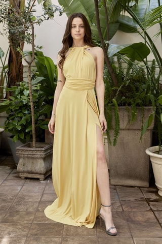 Abito lungo senza maniche - Giallo