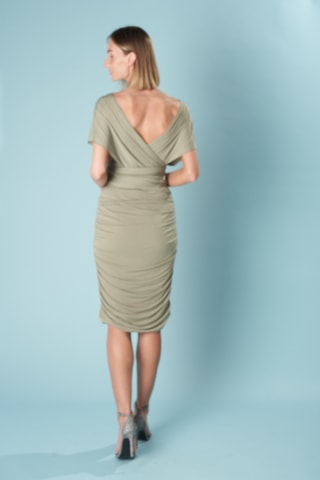 Nauwaansluitende Mouwloze Jurk- Kaki