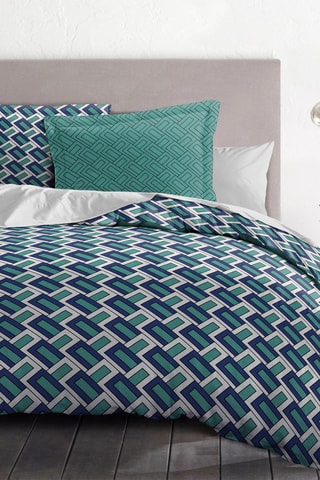 Parure copripiumino in cotone 57 fili/cm² Mineria - Verde e blu