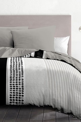 Parure copripiumino in microfibra 82 g Mimosa - Nero e bianco