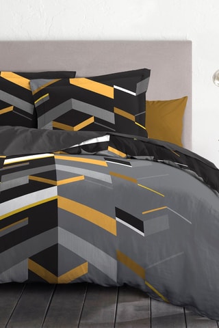Parure copripiumino in cotone 57 fili/cm² Marco - Nero e giallo