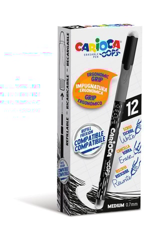 Boîte de 12 stylos-bille effaçables et rechargeables Oops - Noir