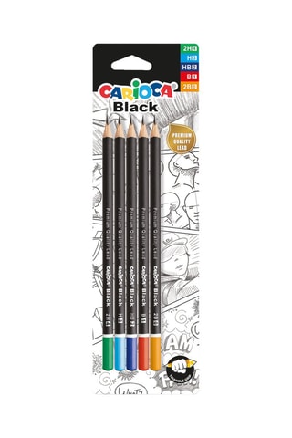 5 crayons à papier en bois Black - 2H, H, HB, B et 2B