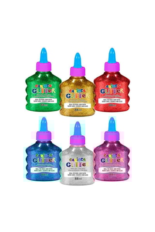 6 bottiglie di colla glitterata - 6 x 88 ml