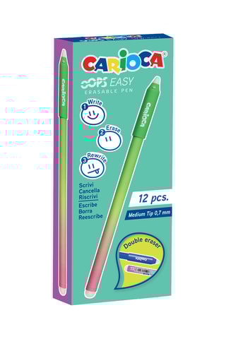 12 stylos effaçables Oops Easy - Vert