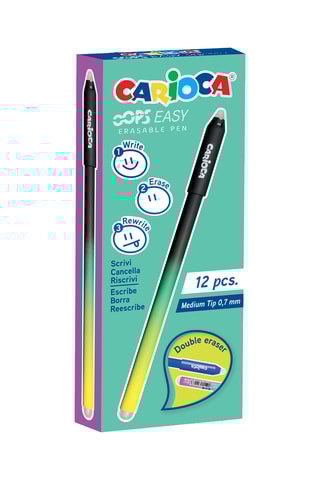 12 stylos effaçables Oops Easy - Noir