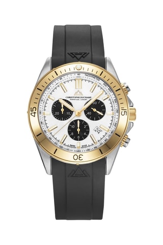 Stalen Quartz Horloge en Armband - Chronograaf - Zwart en Goudkleurig