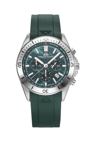 Stalen Quartz Horloge en Armband - Chronograaf - Groen en Zilverkleurig