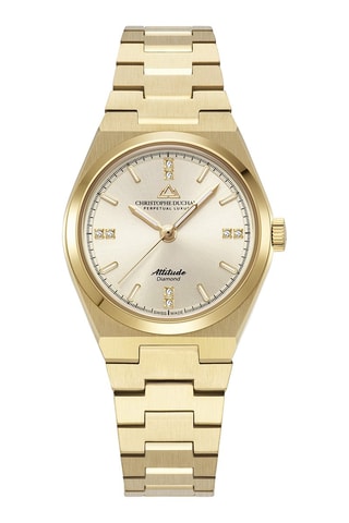 Stalen Quartz Horloge met Diamant - Goudkleurig