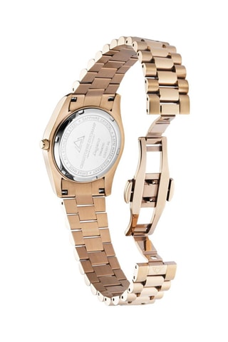 Stalen Quartz Horloge met Diamanten - Roségoudkleurig