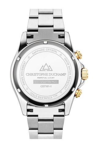 Ion Doublé Geelgouden Quartz Horloge met Saffierglas – Tachymeter en Chronograaf Zilverkleurig en Goudkleurig