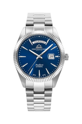 Stalen Quartz Horloge - Zilverkleurig en Blauw