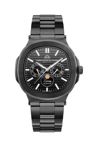 Stalen Quartz Horloge L’Envie - Maanstandweergave - Zwart