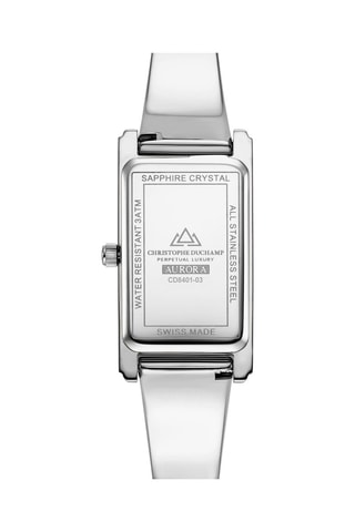 Stalen Quartz Horloge met Diamanten Aurora -