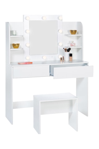 Toucador 2 gavetas e banco Zita - 108 x 41 x 40 cm / 48 x 40,5 x 29,5 cm