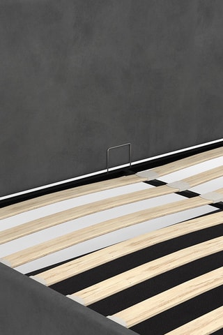 Letto contenitore Lucia in velluto grigio con rete e testiera 160x200cm