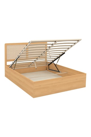 Letto contenitore Eve con rete in legno e testiera in canne - Area materasso 140 x 190 cm