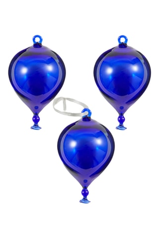 3 Mongeblazen Borosilicaatglazen Decoratieve Ballen Festive -  Donkerblauw