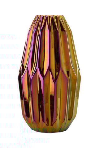 Keramische Vaas Folds - 33 cm - Goudkleurig en Paars