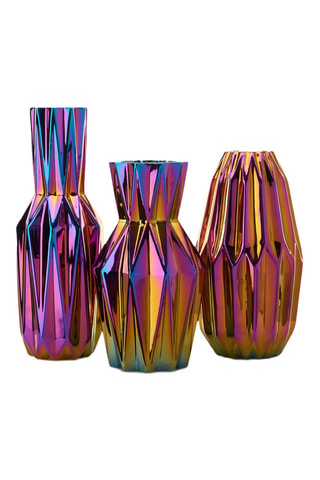 Keramische Vaas Folds - 33 cm - Goudkleurig en Paars