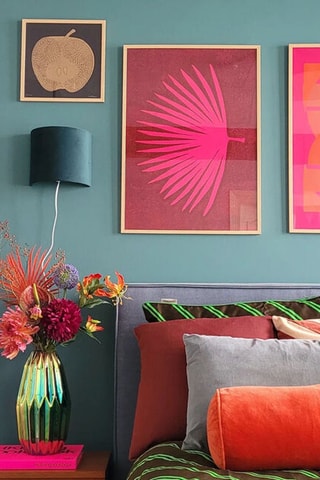 Keramische Vaas Folds - 33 cm - Goudkleurig en Paars