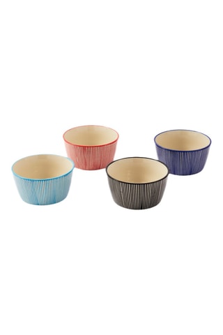 4 Keramische Kommen Marine Striped - 14 x 7 cm