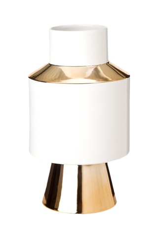 Porseleinen Vaas Object - 34 cm - Goudkleurig en Wit