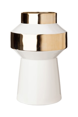 Porseleinen Vaas Object - 38 cm - Goudkleurig en Wit