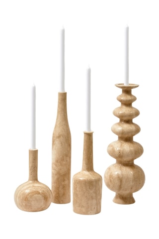 Castiçal em mármore Bell - 25 cm - Bege