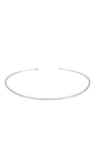 Jonc Divided Line Bangle - Or blanc et diamants