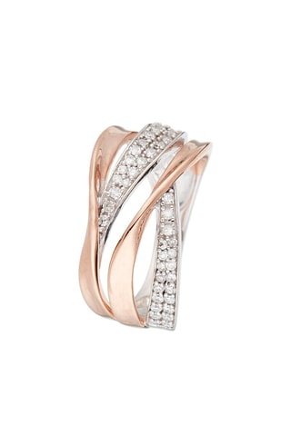 Bague Entrelacs arc-en-ciel Or blanc, or rose et diamants