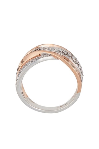 Bague Entrelacs arc-en-ciel Or blanc, or rose et diamants