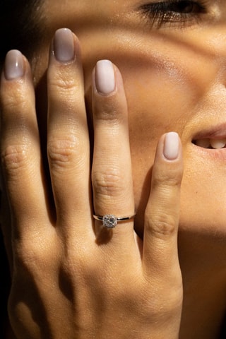 Bague Carré Topazien  -  Or blanc, diamants et topaze