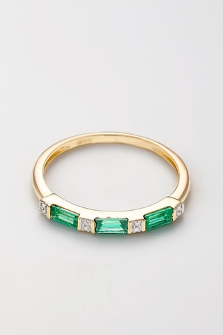 Bague Gaby - Or jaune, diamants et émeraudes