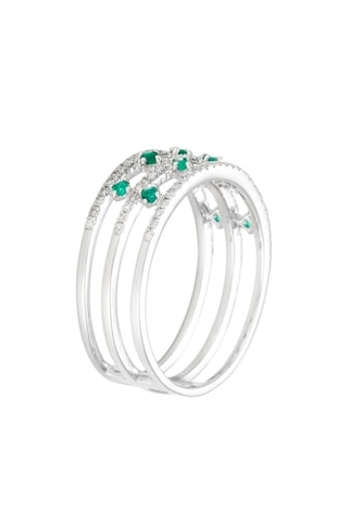 Bague Couronne des Emeraudes - Or blanc, diamants et émeraudes