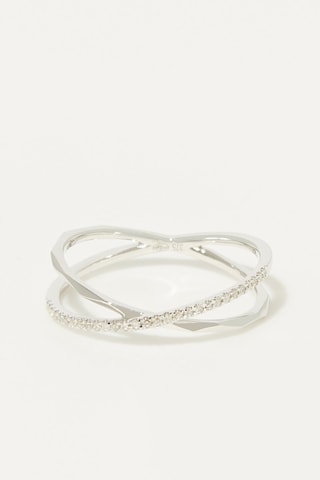 Bague Croisé Géométrique - Or blanc et diamants