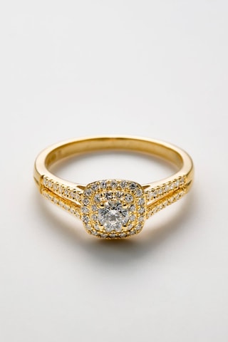 Alliance et solitaire Duo de Bagues Carré Passion - Or jaune et diamants