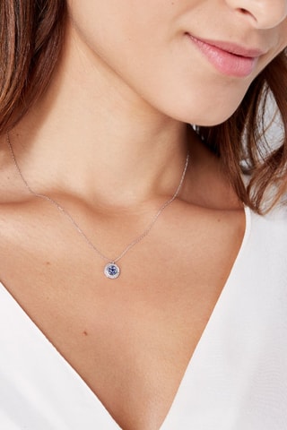 Collier Bouclier  Or blanc, diamants et saphirs