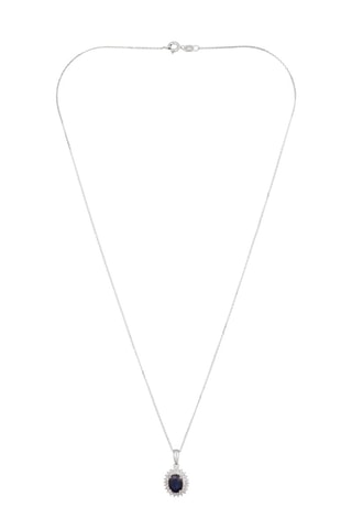 Pendentif Soleil bleu  - Or blanc, saphir et topaze