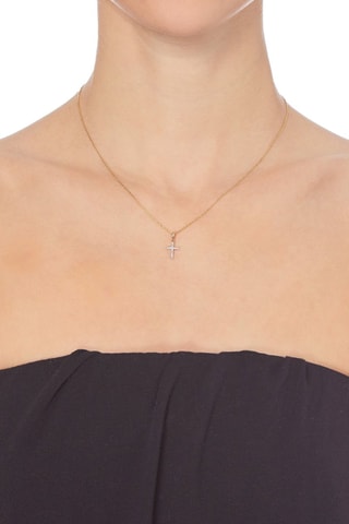 Pendentif Croix du bonheur  - Or jaune et diamants