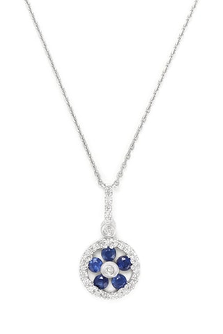 Pendentif Courtney - Or blanc, diamants et saphirs