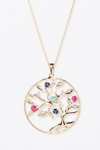 Pendentif Three of life - Or jaune, diamants, émeraude, rubis et saphirs