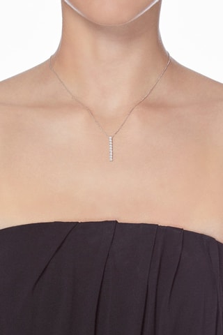 Pendentif Rangée 9 Diamants  - Or blanc et diamants