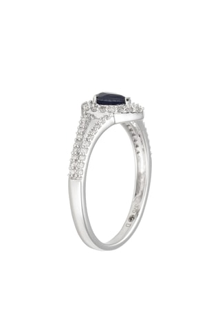 Bague - Or blanc, diamants et saphir