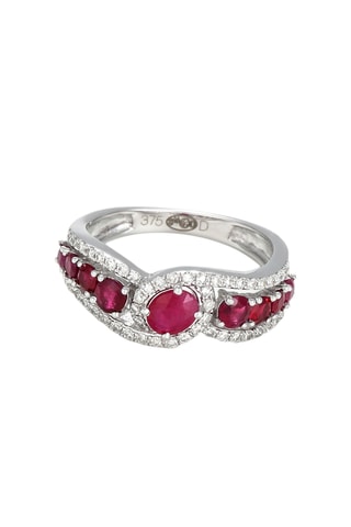 Bague - Or blanc, diamants et rubis
