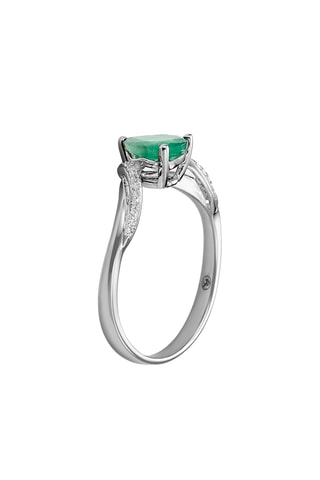 Bague - Or blanc, diamants et émeraude
