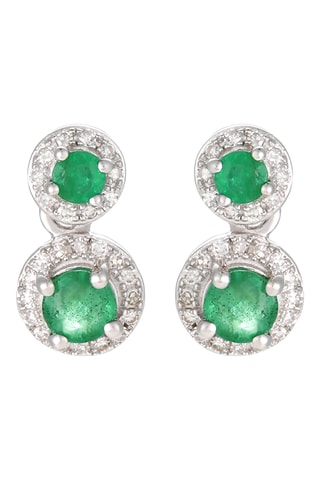 Puces - Or blanc, diamants et émeraude